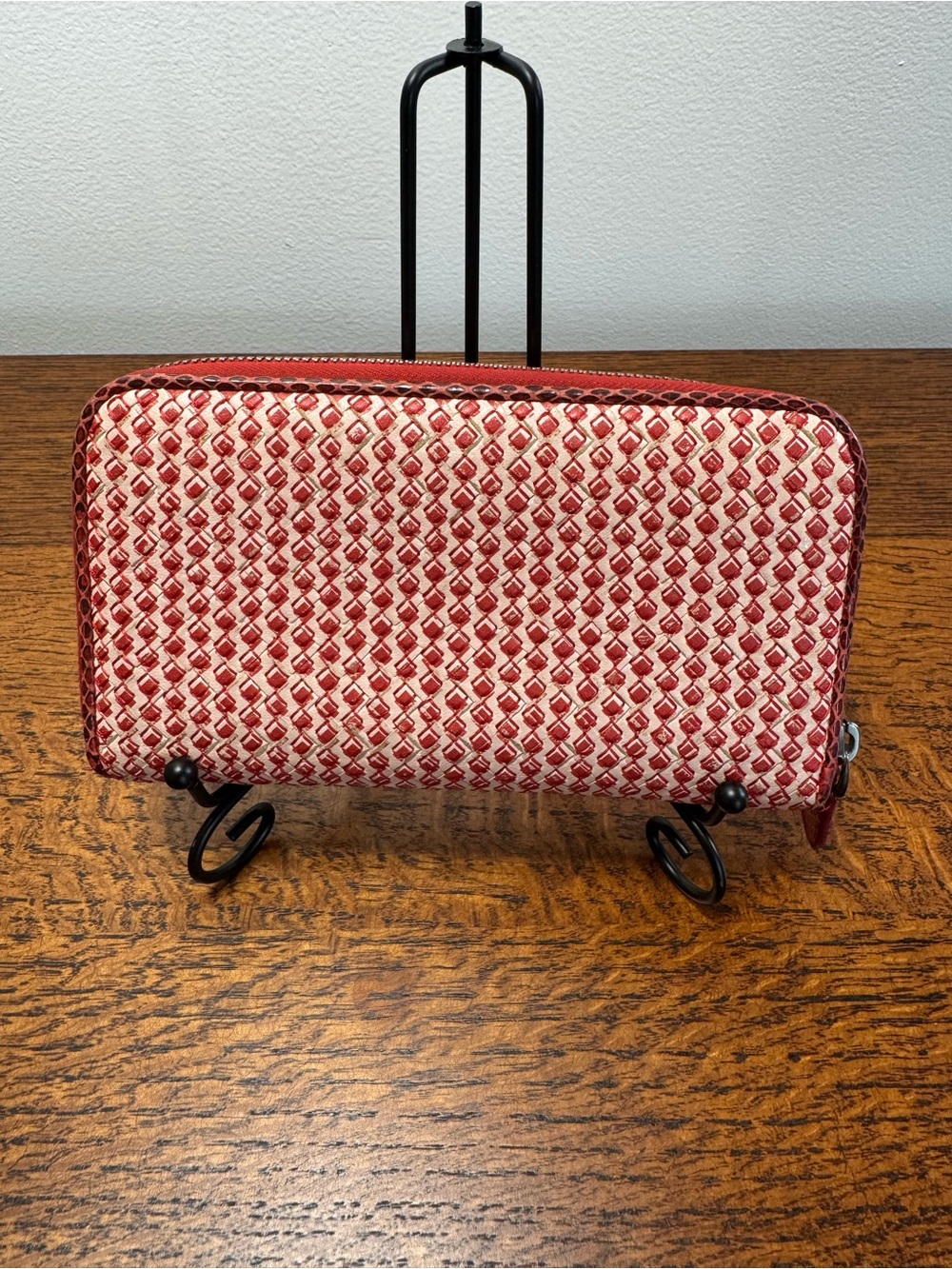 Bottega Veneta Woven Intrecciato Zip Around Wallet w/Python Trim w/ COA
